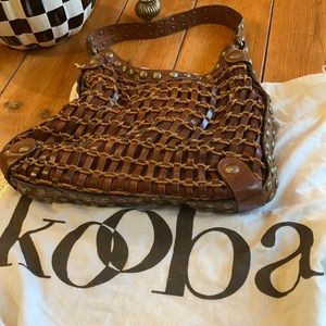 Fabulous Kooba leather bag roping/nail heads.